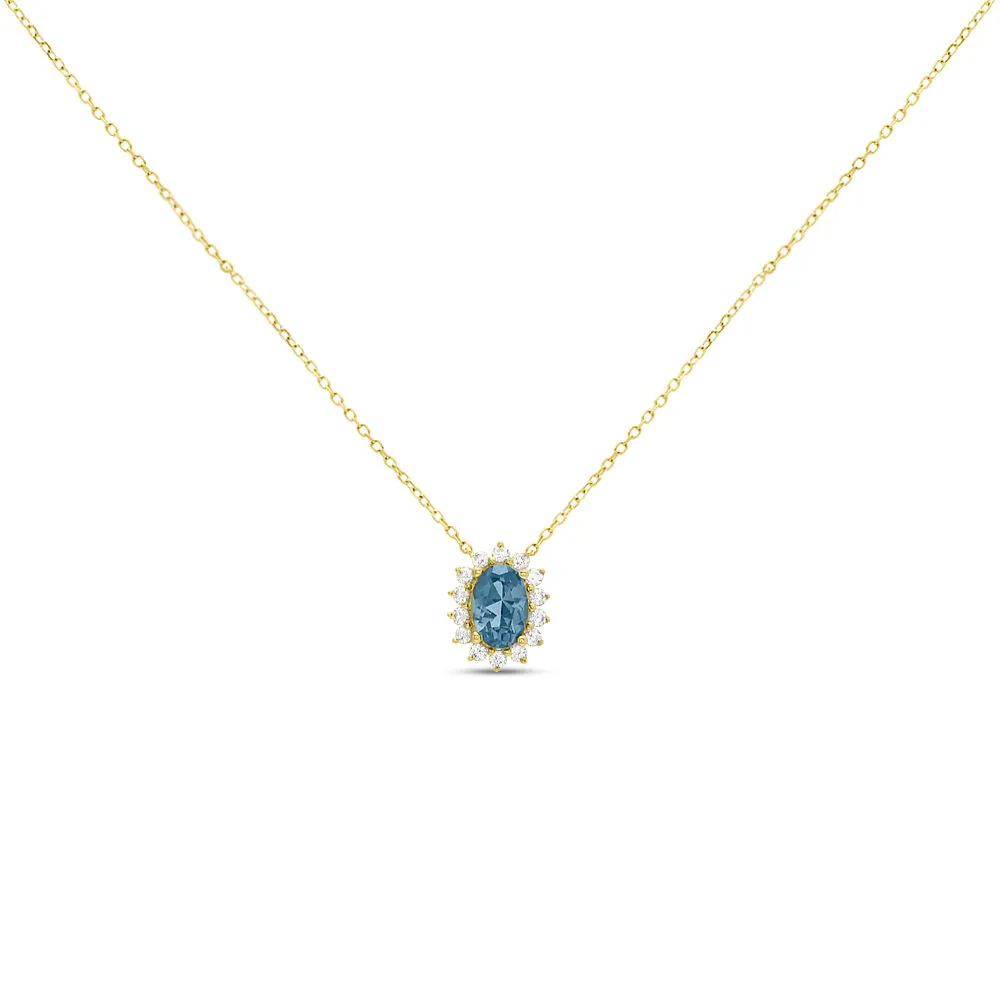 Collana Amélie Oro Giallo 375/1000 Maglia Forzatina Topazio London Blue Cubic Zirconia Bianco 40 + 2 cm 1426894
