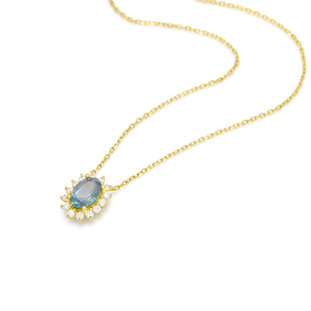 Collana Amélie Oro Giallo 375/1000 Maglia Forzatina Topazio London Blue Cubic Zirconia Bianco 40 + 2 cm 1426894