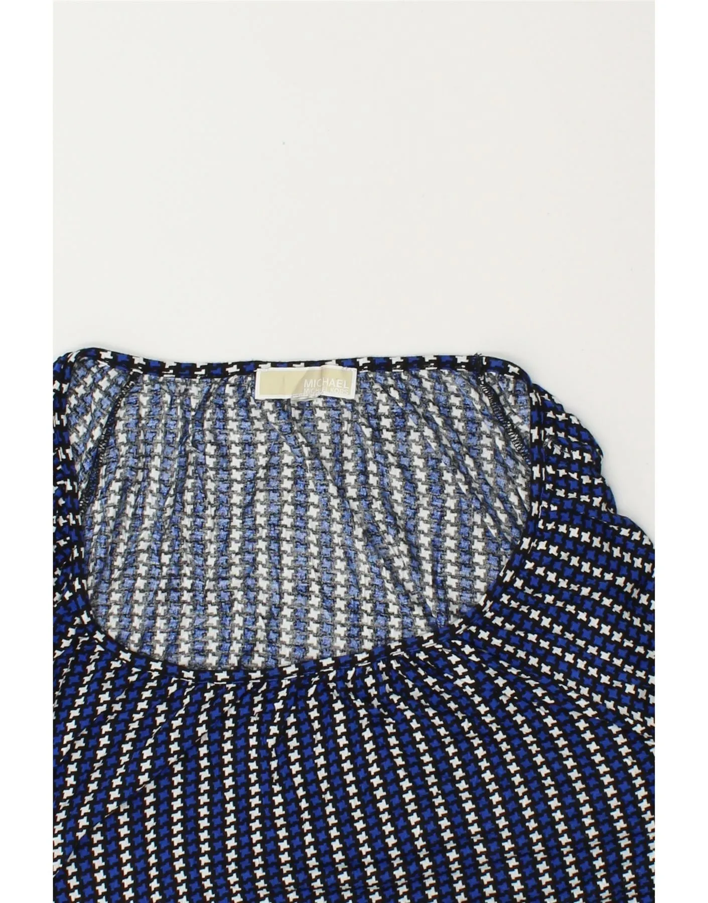 MICHAEL KORS Womens 3/4 Sleeve Blouse Top UK 20 2XL Navy Blue Houndstooth