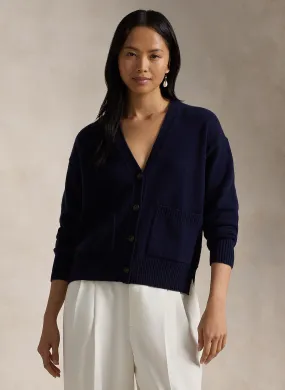  POLO RALPH LAUREN   Gilet diritto a collo a V in misto lana e cashmere | Blu