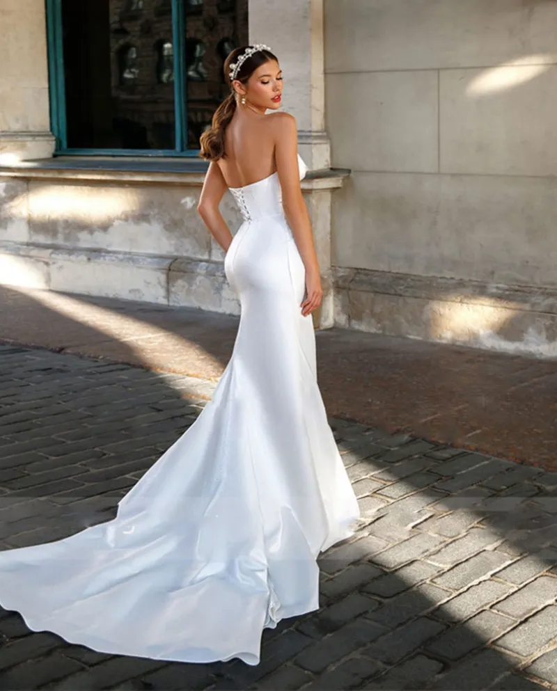 Semplice Sweetheart Split Puffy Sleeve 2 pezzi Gonna staccabile Weddin